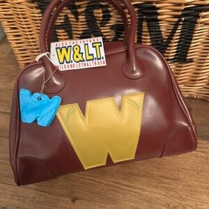 Women's Burgundy and Yellow Satchel
